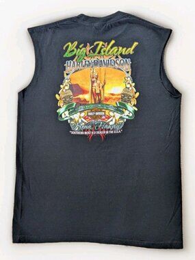 Harley Davidson Tank Top Mens Black Men's L Big Island Hawaii Kona Biker T-Shirt